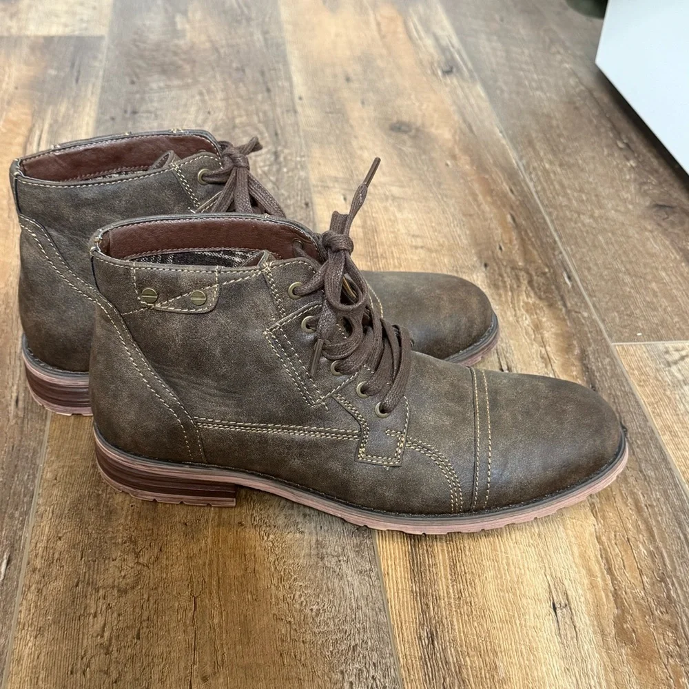 Polar Fox Ronny Work Lace Up Motorcycle Combat Boots, Size 8